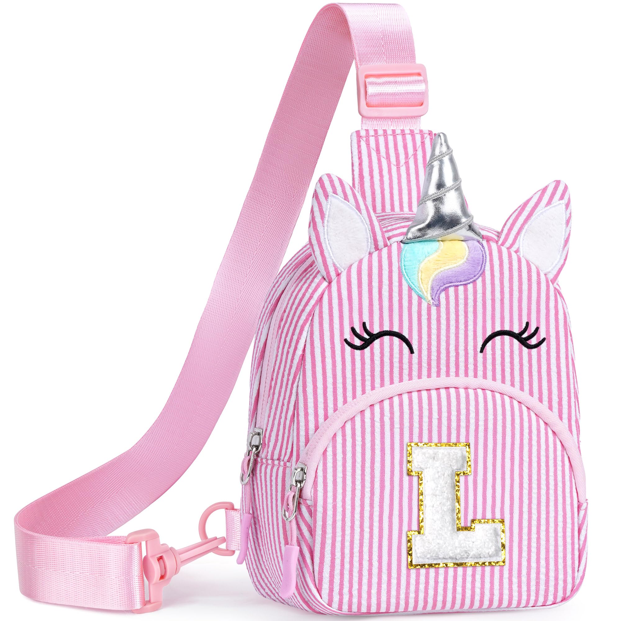 YOOLIFE Birthday Gifts for 2 3 4 5 6 7 8 Year Old Girls, Small Sling Bag Initial Fanny Pack for Girls, Unicorn Crossbody Bag Purse Cute Gifts for Little Girl, Pink (A)