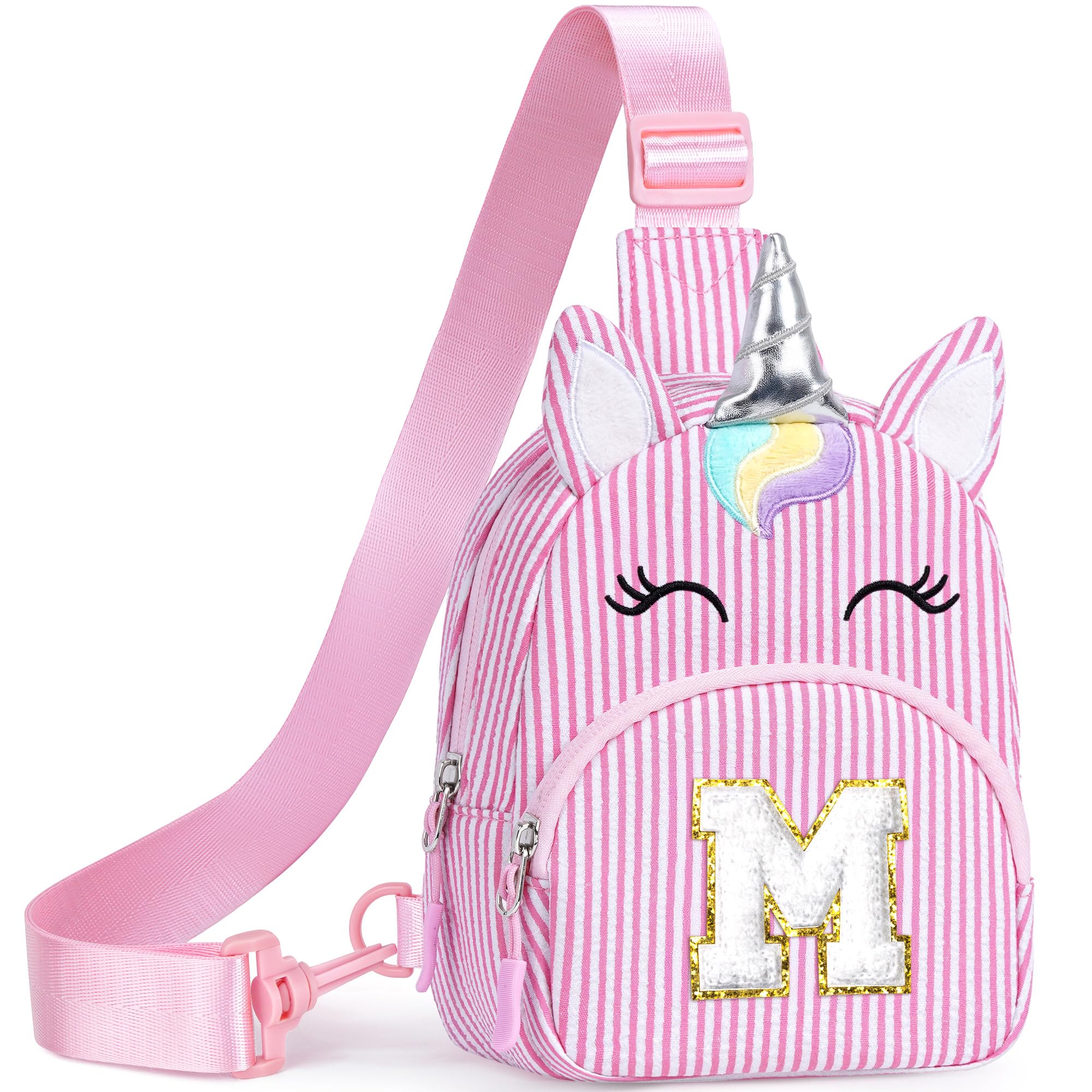 YOOLIFE Birthday Gifts for 2 3 4 5 6 7 8 Year Old Girls, Small Sling Bag Initial Fanny Pack for Girls, Unicorn Crossbody Bag Purse Cute Gifts for Little Girl, Pink (A)