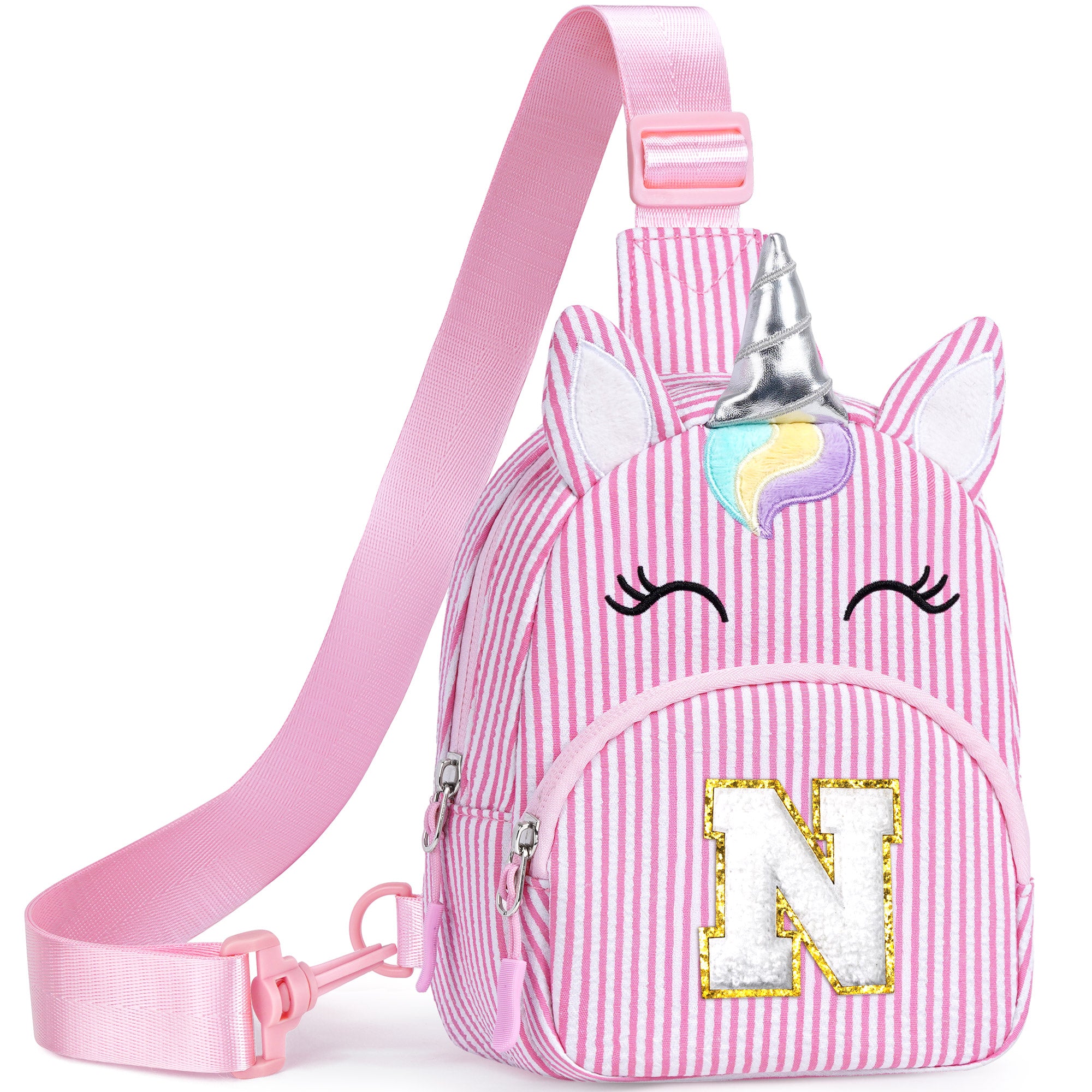 YOOLIFE Birthday Gifts for 2 3 4 5 6 7 8 Year Old Girls, Small Sling Bag Initial Fanny Pack for Girls, Unicorn Crossbody Bag Purse Cute Gifts for Little Girl, Pink (A)