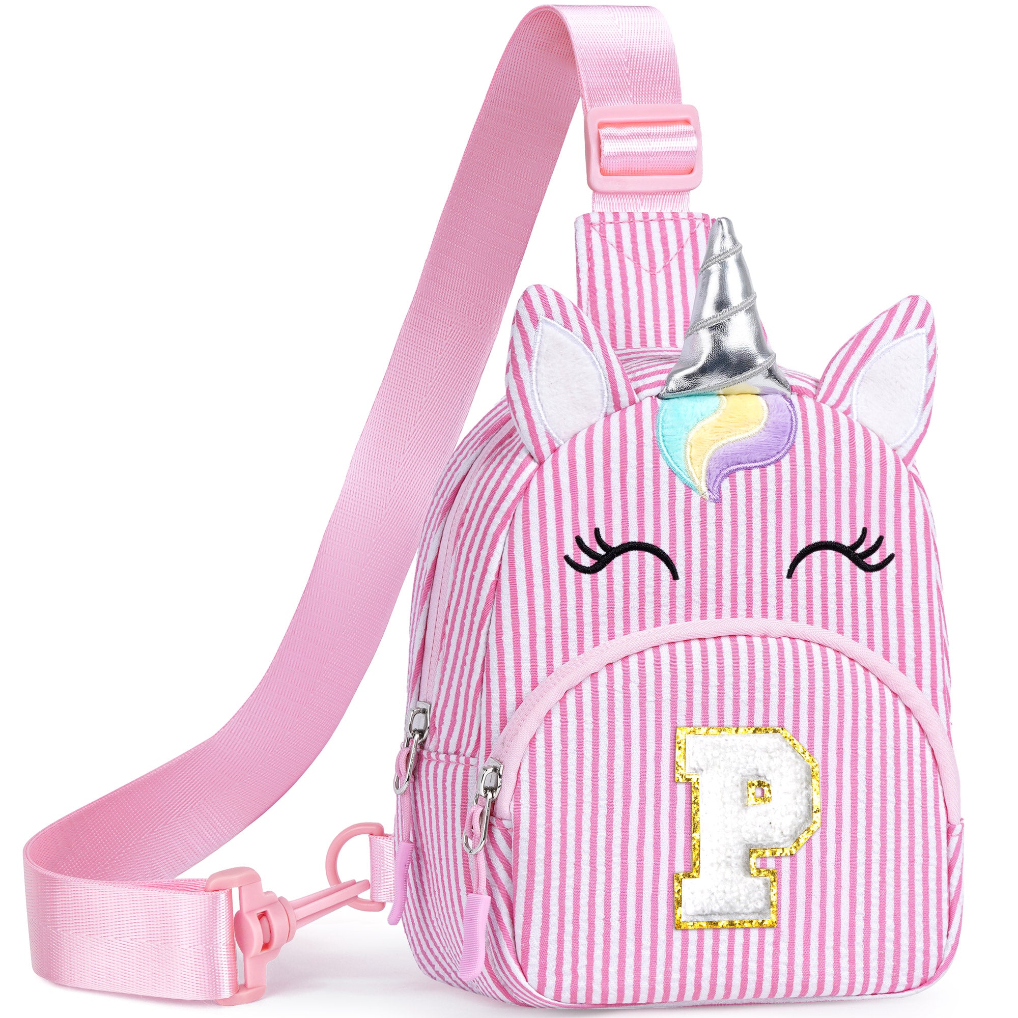 YOOLIFE Birthday Gifts for 2 3 4 5 6 7 8 Year Old Girls, Small Sling Bag Initial Fanny Pack for Girls, Unicorn Crossbody Bag Purse Cute Gifts for Little Girl, Pink (A)
