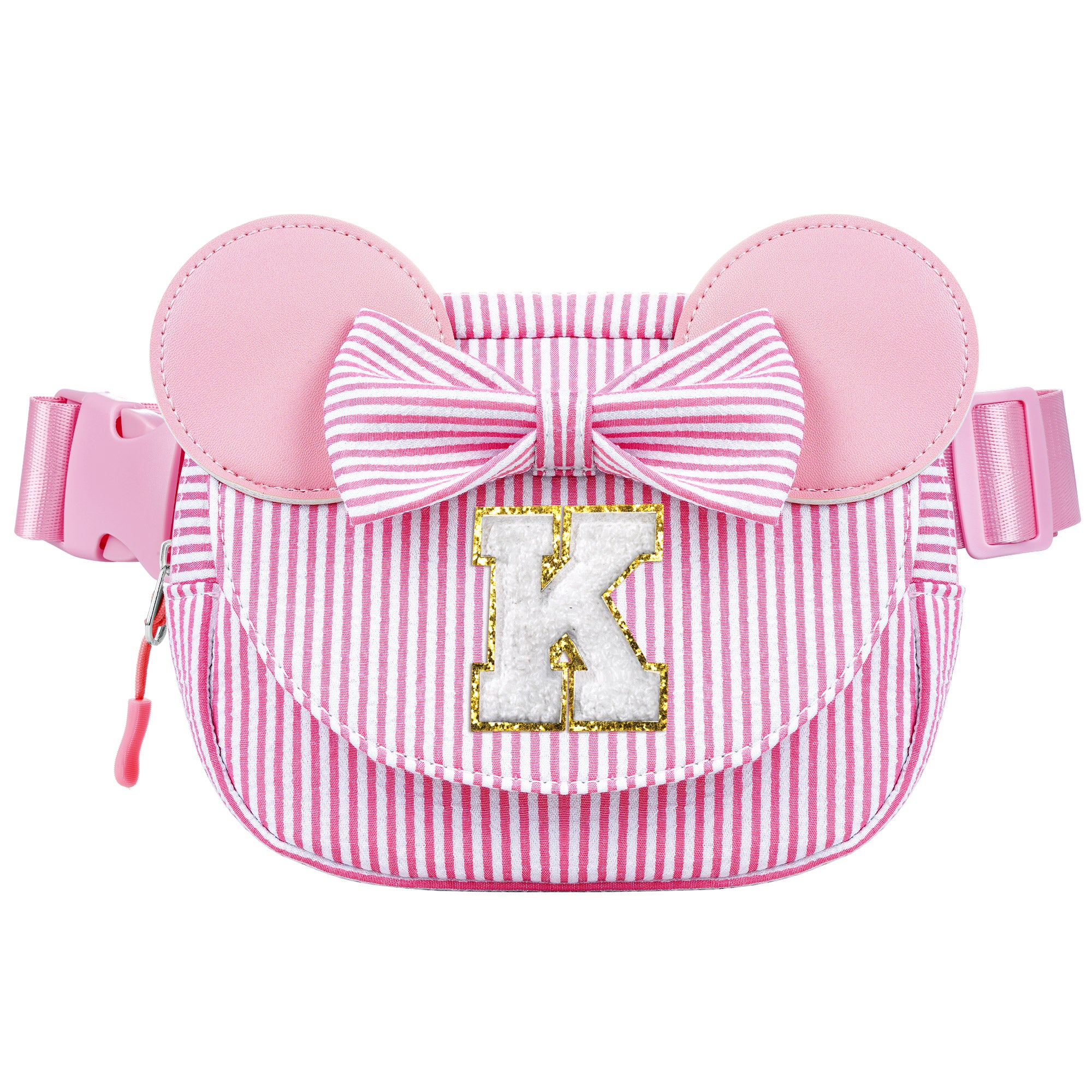 YOOLIFE Easter Basket Stuffers for Kids Girl Birthday Gift - Birthday Gifts for 4 5 6 7 8 Year Old Girls, Initial Crossbody Bag Letter Belt Bag Pink Fanny Pack Sling Bags Purse for Girl Kids, Pink A