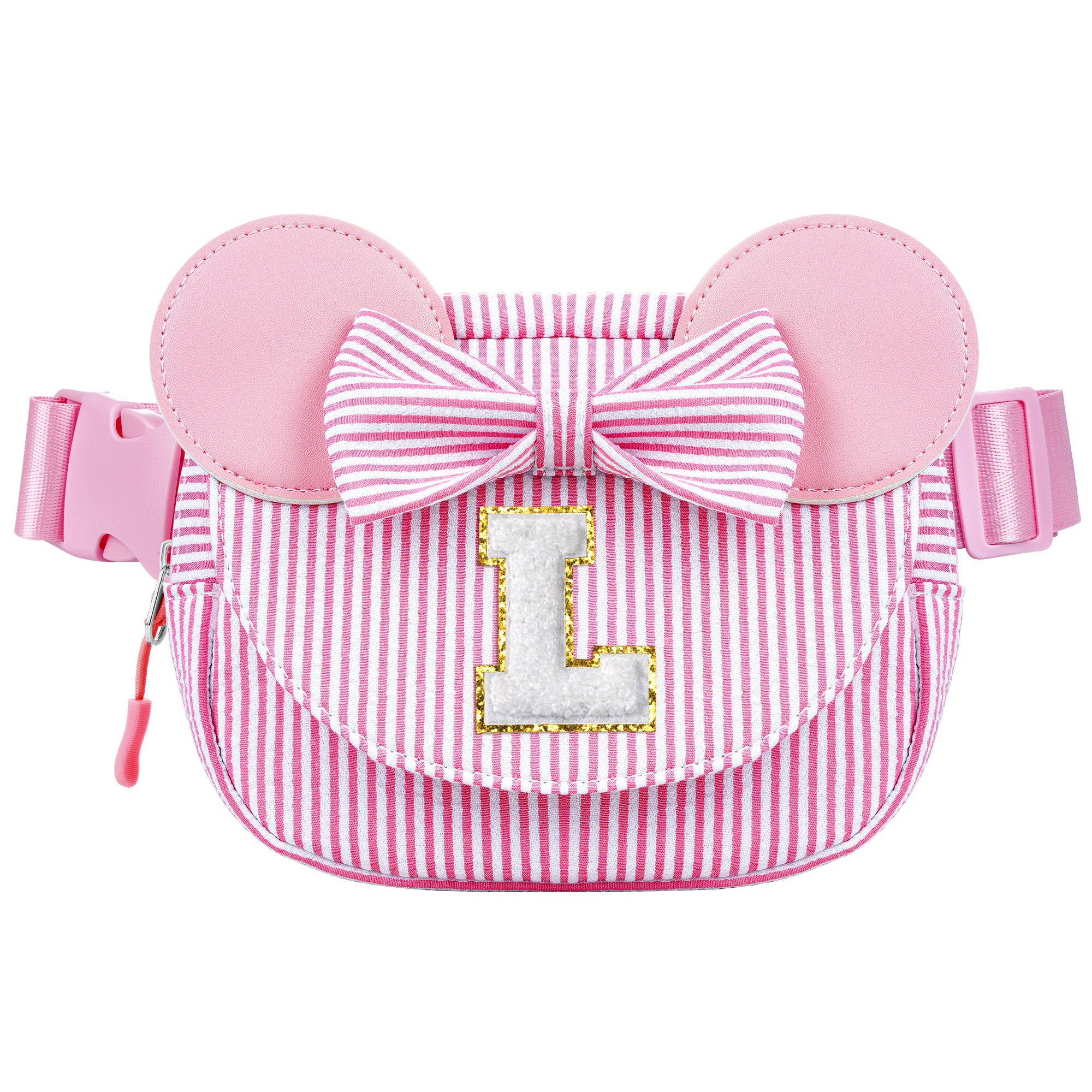 YOOLIFE Easter Basket Stuffers for Kids Girl Birthday Gift - Birthday Gifts for 4 5 6 7 8 Year Old Girls, Initial Crossbody Bag Letter Belt Bag Pink Fanny Pack Sling Bags Purse for Girl Kids, Pink A