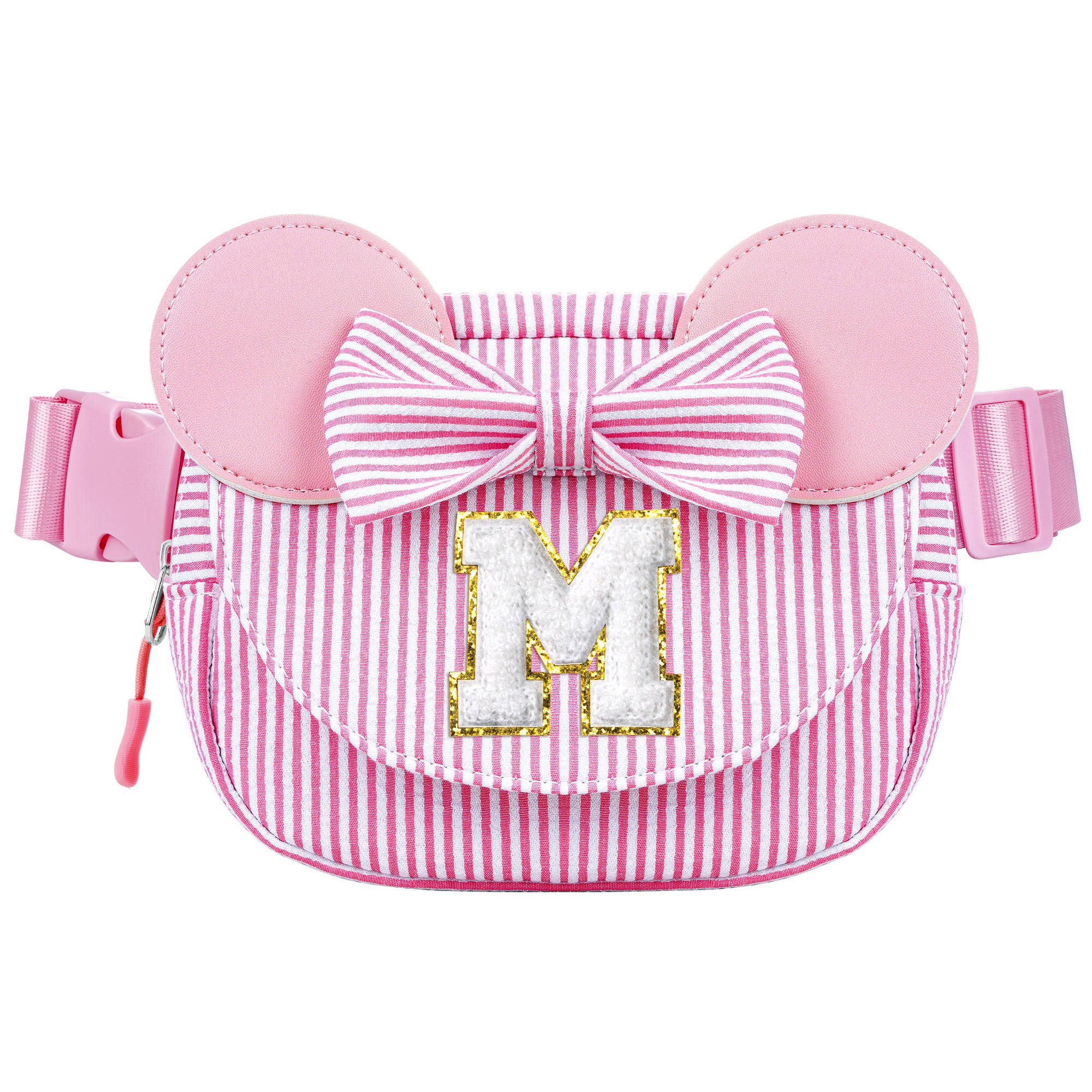 YOOLIFE Easter Basket Stuffers for Kids Girl Birthday Gift - Birthday Gifts for 4 5 6 7 8 Year Old Girls, Initial Crossbody Bag Letter Belt Bag Pink Fanny Pack Sling Bags Purse for Girl Kids, Pink A