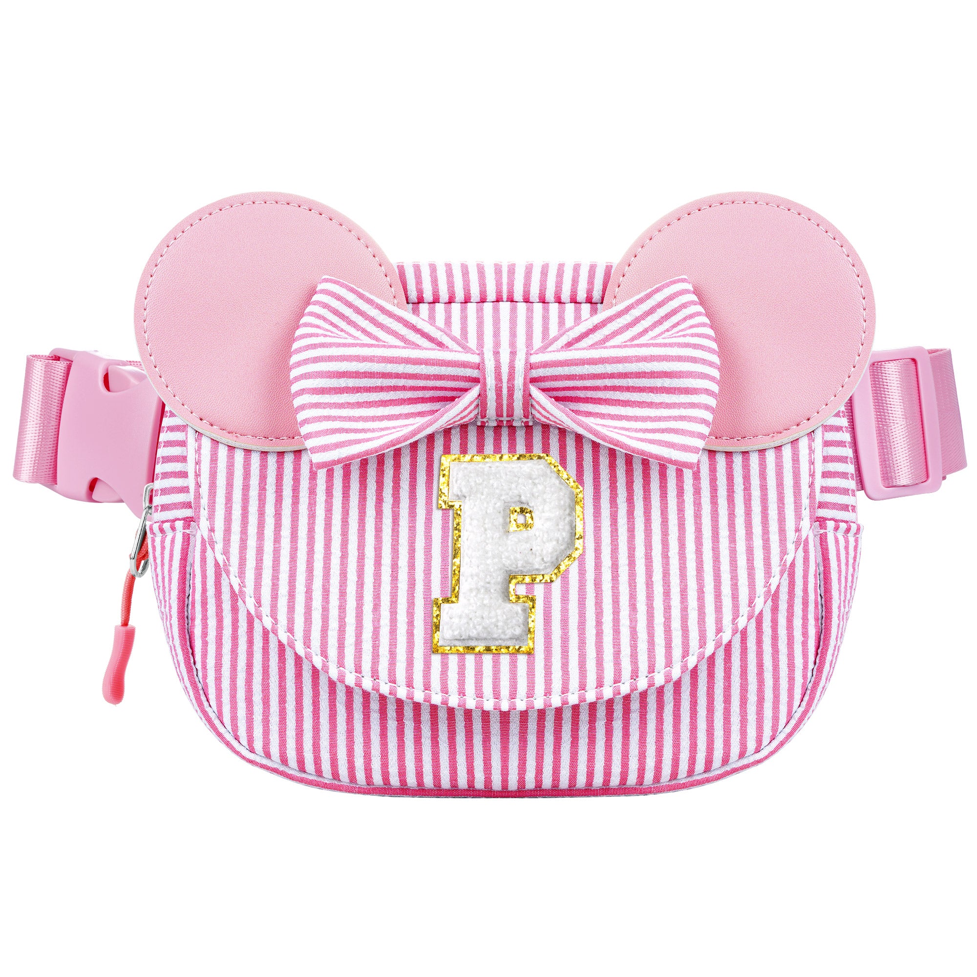YOOLIFE Easter Basket Stuffers for Kids Girl Birthday Gift - Birthday Gifts for 4 5 6 7 8 Year Old Girls, Initial Crossbody Bag Letter Belt Bag Pink Fanny Pack Sling Bags Purse for Girl Kids, Pink A